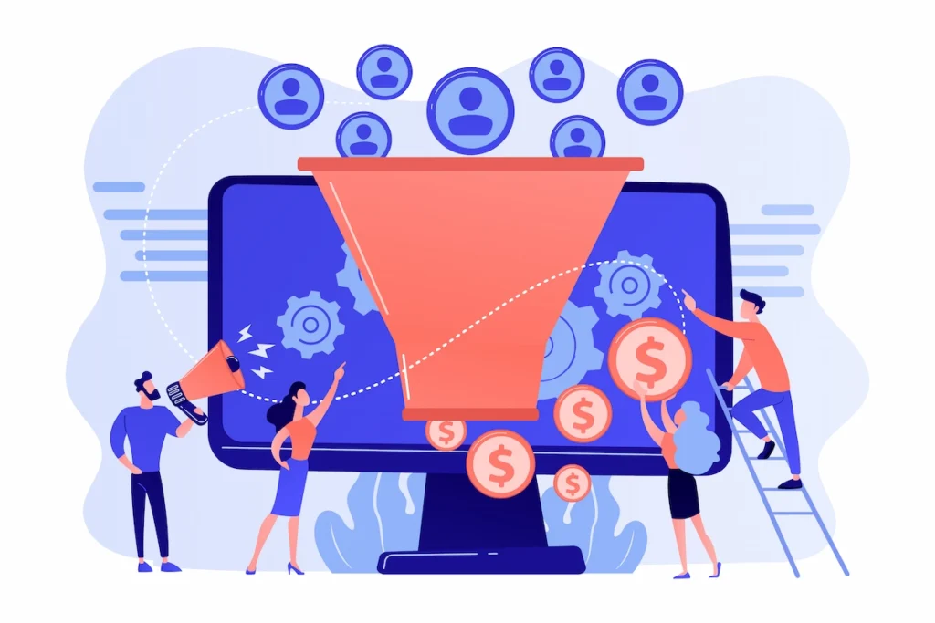 Ilustração de um funil de vendas b2b
