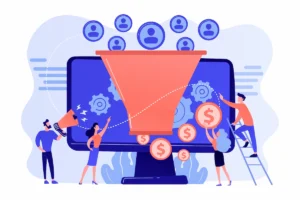 Ilustração de um funil de vendas b2b