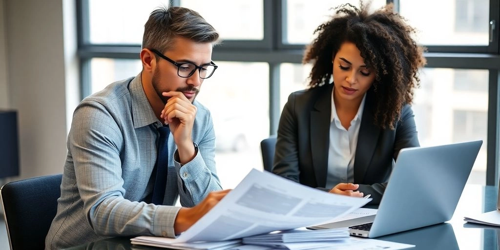 gerente e vendedora analisando carteira de clientes durante um processo de prospecção de clientes
