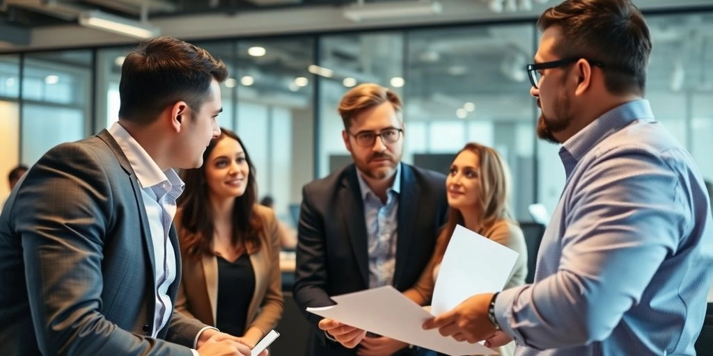 Executivo de vendas em reunião com o time comercial