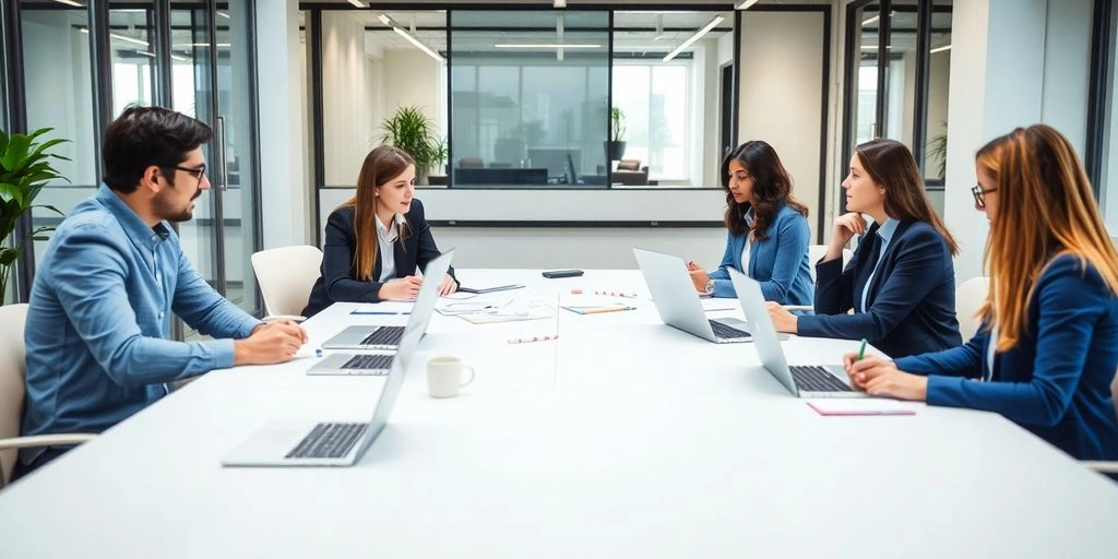 Vendedores e consultoria de vendas no escritório em reunião