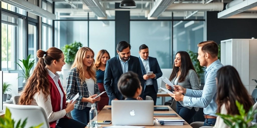 Equipe de vendas colaborando em uma reunião