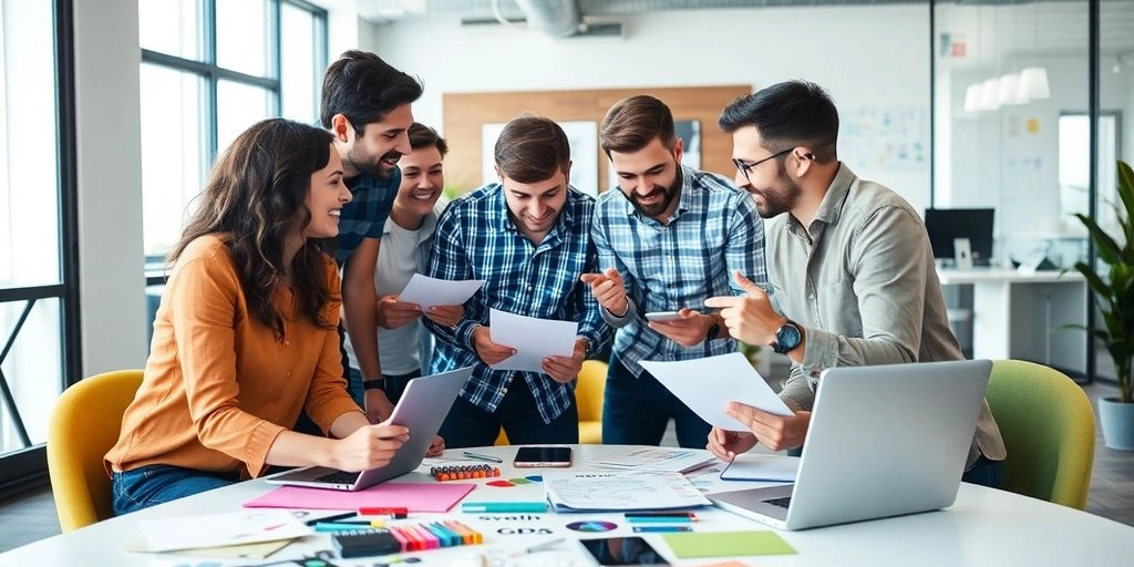 time em reunião após a contratação de um bpo de marketing