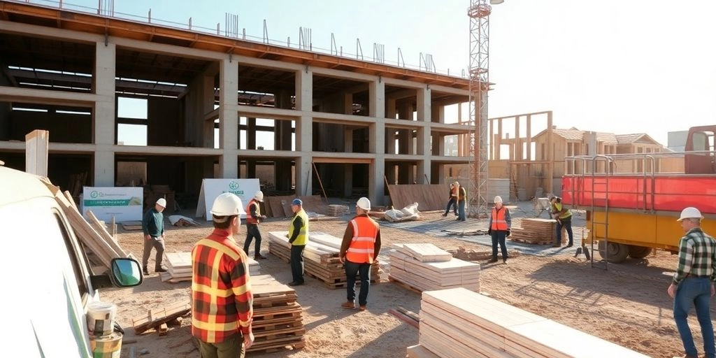ilustração realista de obra de construtora