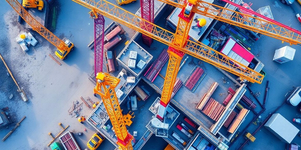 Vista aérea de um canteiro de obras
