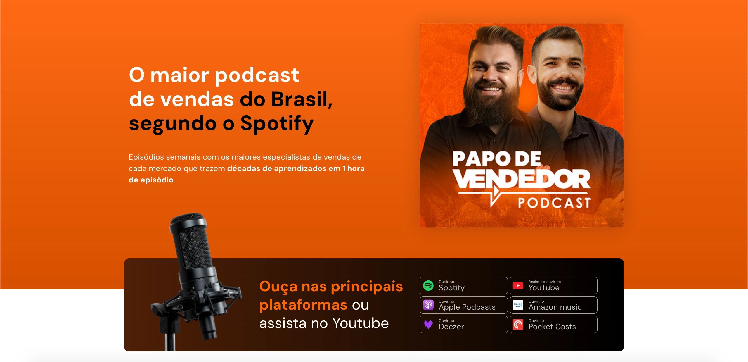 Site do Papo de Vendedor, maior podcast de vendas segundo o Spotify