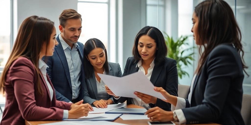 Equipe de vendas analisando relatório