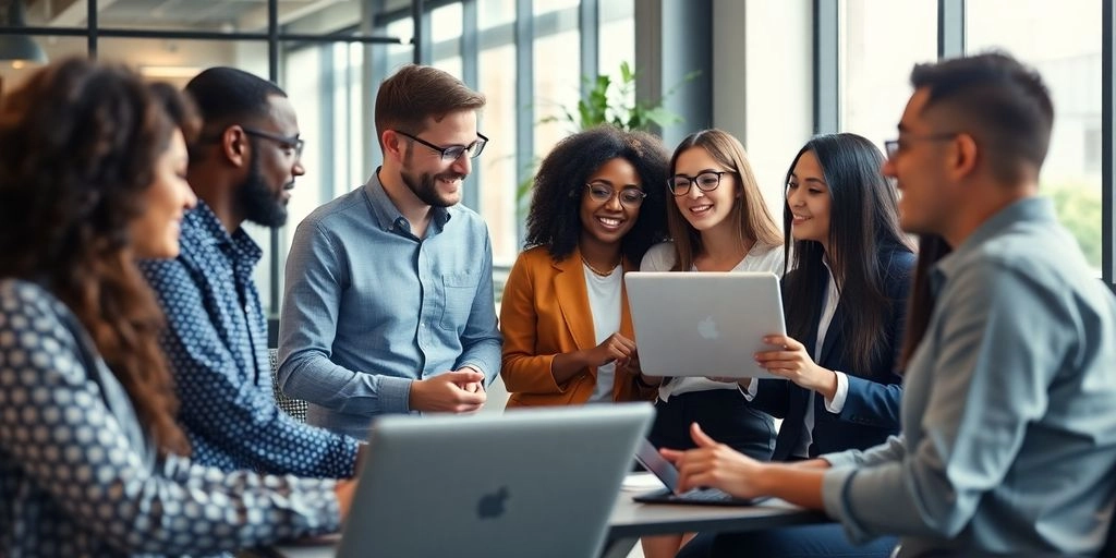 Equipe comercial no escritório em reunião de analisando relatório de vendas