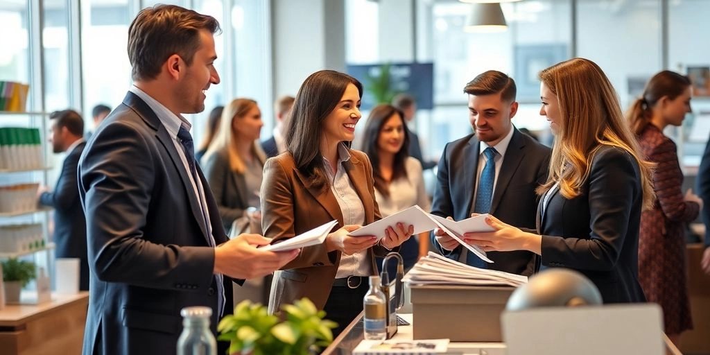 Empresários conversando em um evento corporativo