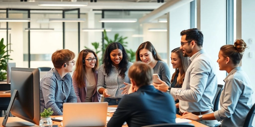 Equipe de sdr terceirizado em reunião no escritório